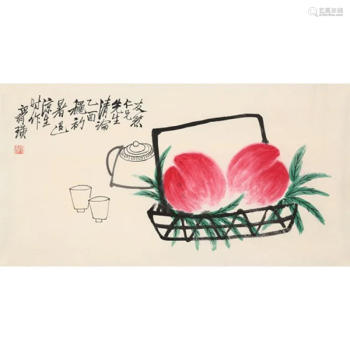 Peach painting by Qi Bai Shi
