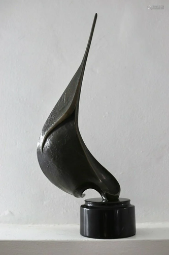 Abstract Bronze Sail Sculpture MCM circa