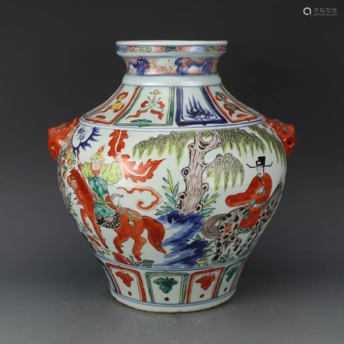 Yuan dynasty colorful pot with character painting