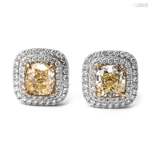 18k White Gold - 3.73tcw - Diamond Earrings