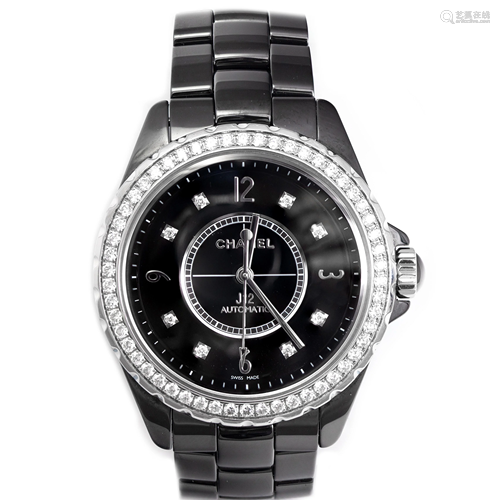 Chanel - J12 - Black Ceramic Set with DIamonds