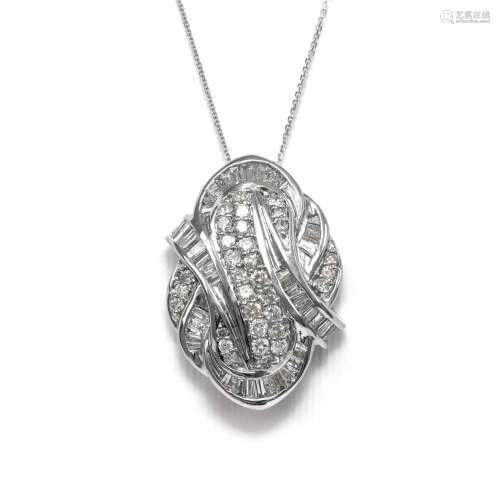 Platinum 900 - 3.00tcw - Diamond Pendant