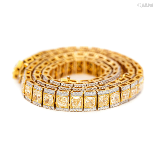 18k Yellow Gold - 46.65tcw - Diamond Necklace