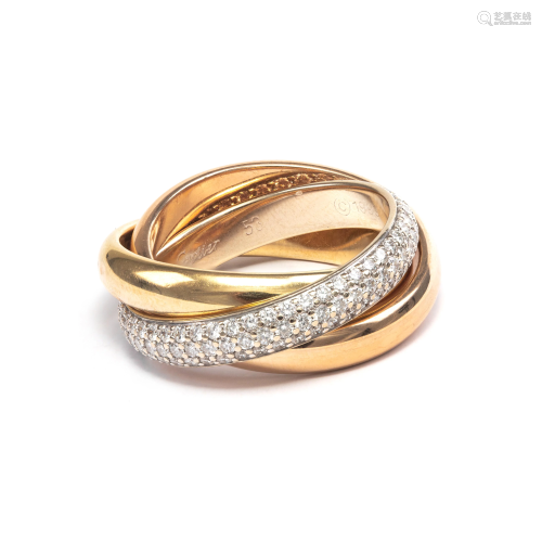 Cartier-Trinity with Diamons 18k Yellow, Rose Gold Ring