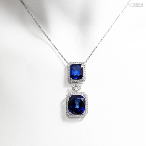18k White Gold - 23.11tcw - Sapphire & Diamond Necklace