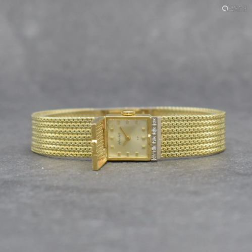 RHODOS 14k yellow gold diamonds set ladies wristwatch