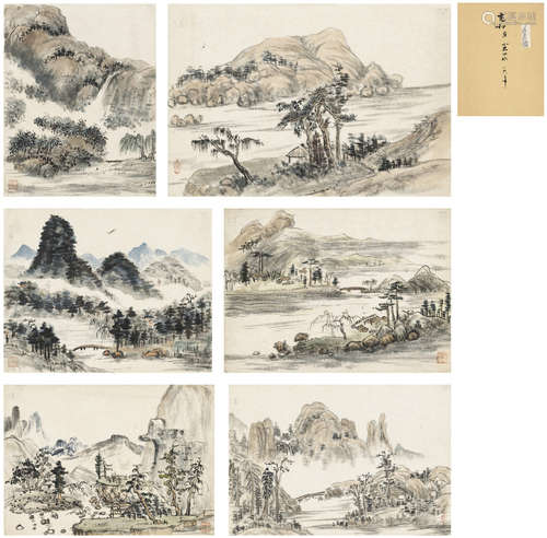 张充和（1913～2015） 1983年作 山水小品六帧 画心（六帧） 设色纸本