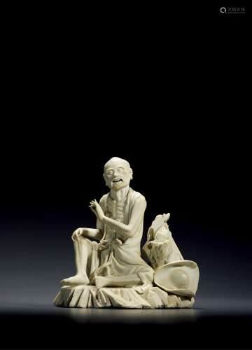 清康熙 白瓷雕罗汉坐像