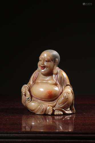 Sitzende Maitreya Statue, Shoushan Stein, Qing Dynastie