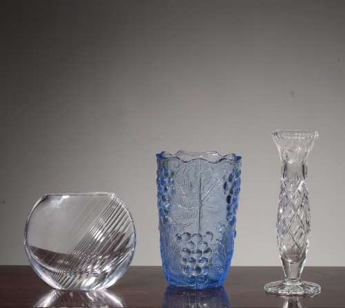 Vasen-Set aus tschechischem Kristall