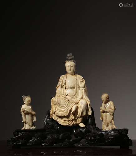 Statue der Kind und Guanyin, Shoushan Stein