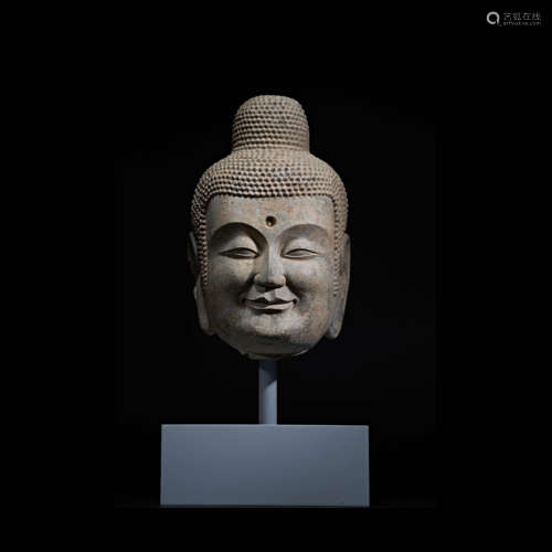 NORTHERN QI DYNASTY STONE BUDDHA HEAD, CHINA