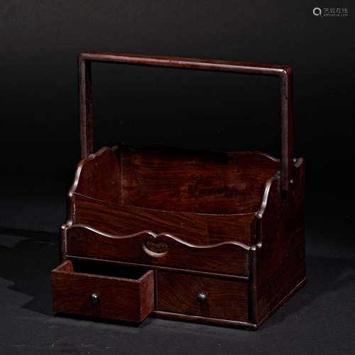 QING DYNASTY, MAHOGANY DRAWER BOX