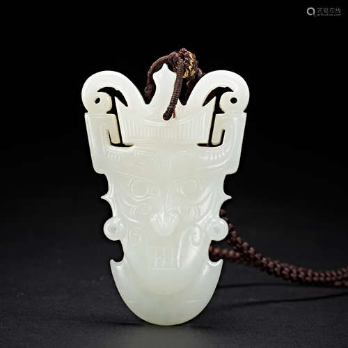 HETIAN JADE BEAST FACE, SHANG DYNASTY, CHINA