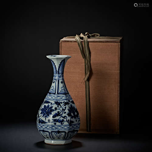 BLUE AND WHITE JADE VASE, YUAN DYNASTY, CHINA