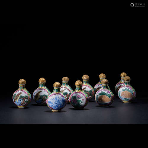 QING DYNASTY, PAINTED ENAMEL SNUFF BOTTLE