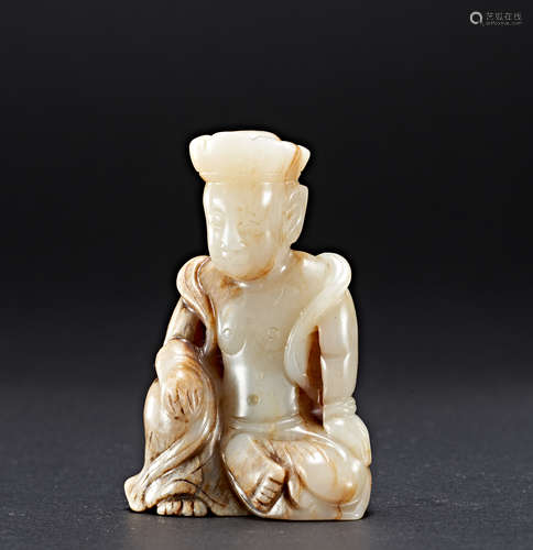 YUAN DYNASTY, HETIAN JADE BUDDHA STATUE