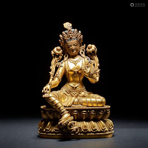 GILDED BRONZE BUDDHA STATUE, QING DYNASTY, CHINA