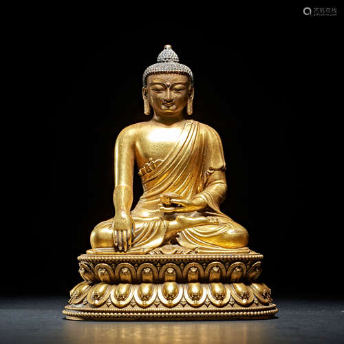 GILDED BRONZE BUDDHA STATUE, QING DYNASTY, CHINA