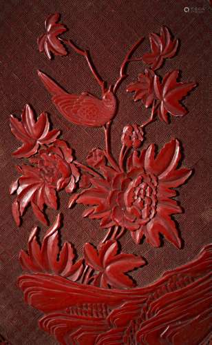 LACQUERWARE RED PLATE, QING DYNASTY, CHINA