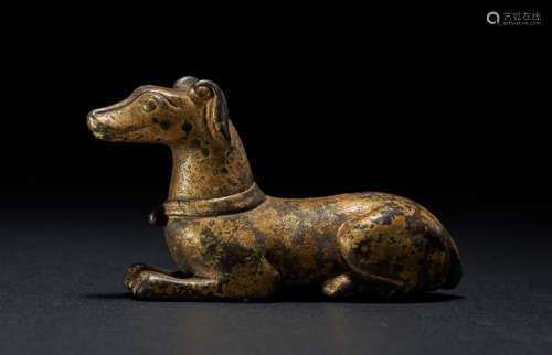 GILDED COPPER DOG, SONG DYNASTY, CHINA