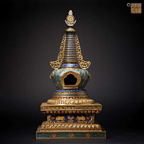 CLOISONNE SILK - PINCHED ENAMEL SHRINE, QING DYNASTY, CHINA