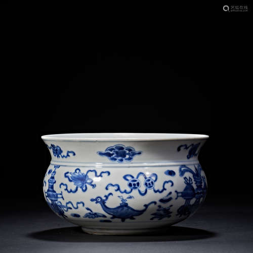 BLUE AND WHITE BOWL, QING DYNASTY, CHINA