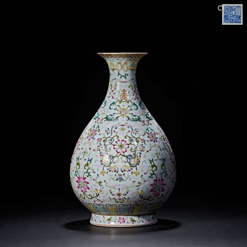 QIANLONG FAMILLE ROSE VASE, QING DYNASTY, CHINA