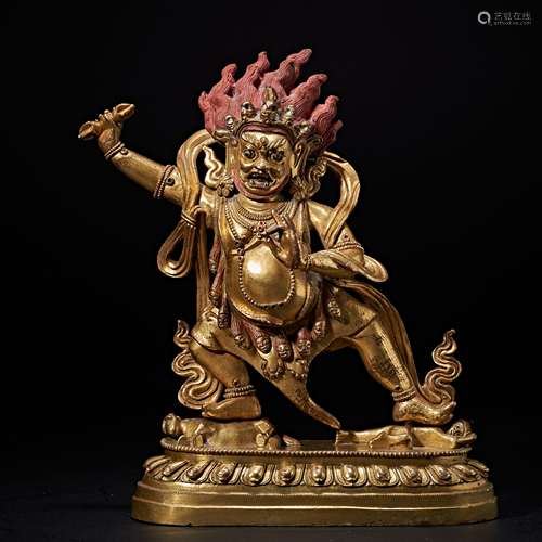 BRONZE GILT KING KONG HAND STATUE, QING DYNASTY, CHINA