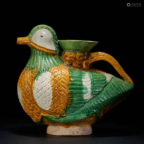 LIAO DYNASTY TRI-COLOURED GLAZED MANDARIN DUCK POT