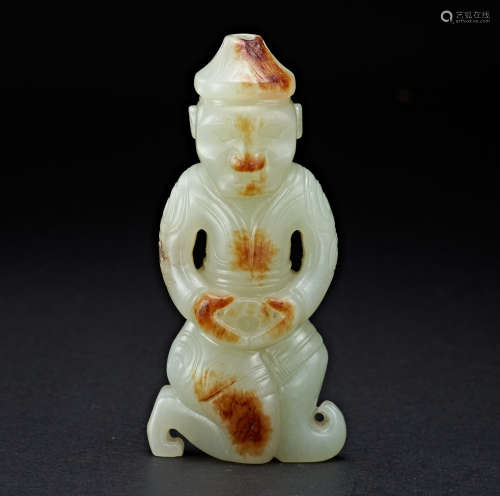 SHANG DYNASTY HETIAN JADE FIGURE