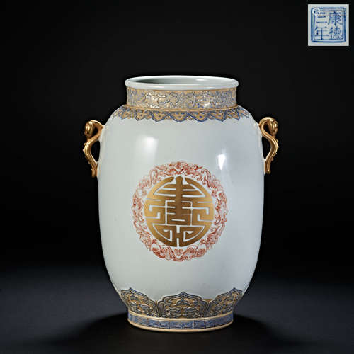 CHINESE BOTTLE WITH DUBLE HANDLES, MANCHUKUO PERIOD,