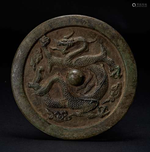 LIAO AND JIN DYNASTIES DRAGON BRONZE MIRROR