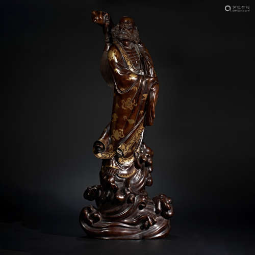 MING DYNASTY GILDED BRONZE DHARMA STATUE