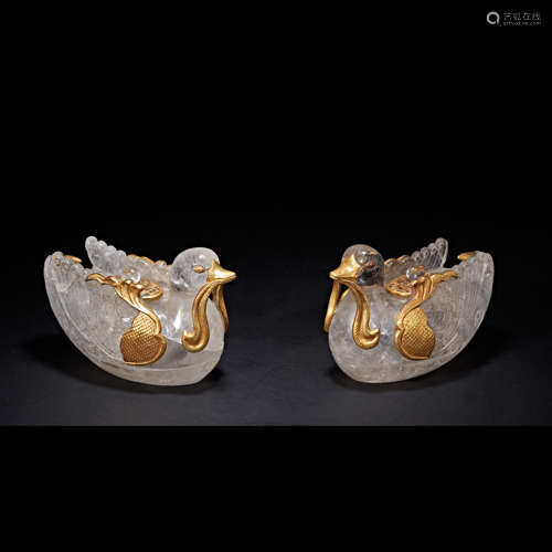 LIAO DYNASTY CRYSTAL GILT MANDARIN DUCK