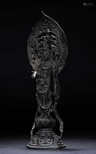 TANG DYNASTY BRONZE STAND GUANYIN