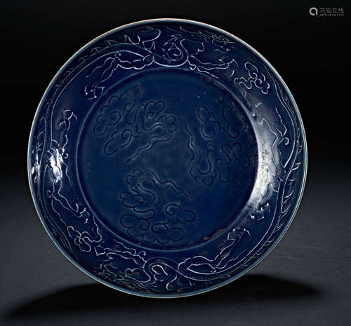 MING DYNASTY JI BLUE GLAZE PLATE