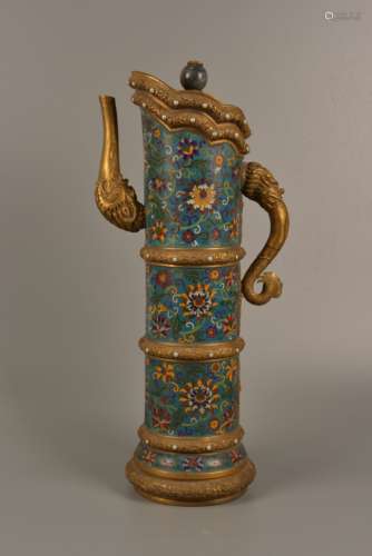 Filigree enamel with copper body duomuhu inlaid with preciou...