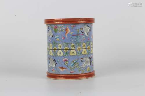 Colour enamels revolving pen container with decoration of th...