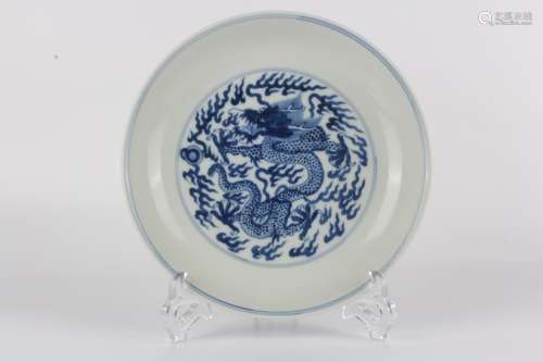 Blue-and-white with dragon plate