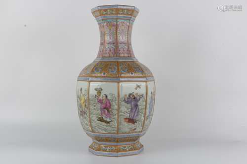 Colour enamels wine container with figure decoration of eigh...