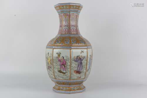 Colour enamels wine container with figure decoration of eigh...
