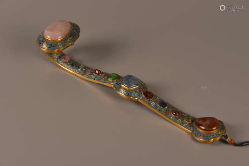 Filigree enamel with copper body precious stones Ruyi