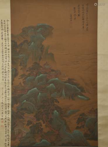 Wu Li, Silk drawing of garret and landescapes, preface and p...
