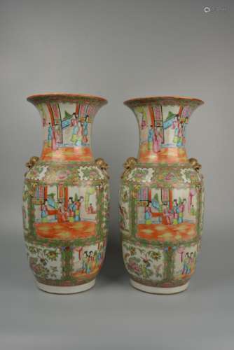 A pair of Kwon-Glazed vases with figure story decoration