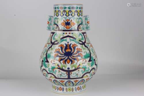 Joined colours vase with flower decoration