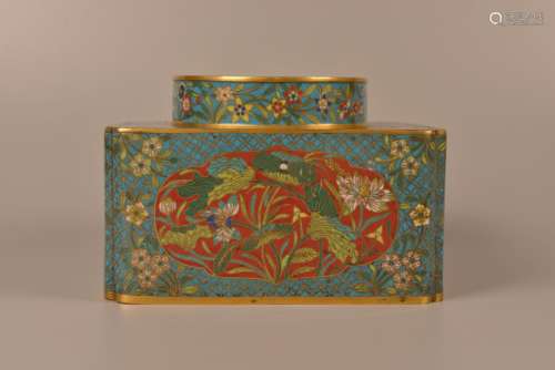 Filigree enamel with copper body floral tube