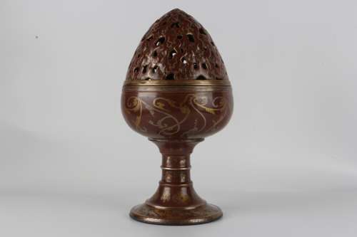 Bean-sauce-coloured glaze gilt Poshan incense