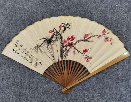 Qi Baishi's fan of plum blossom Poetry