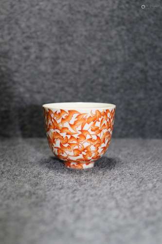 chinese copper-red glazed porcelain cup